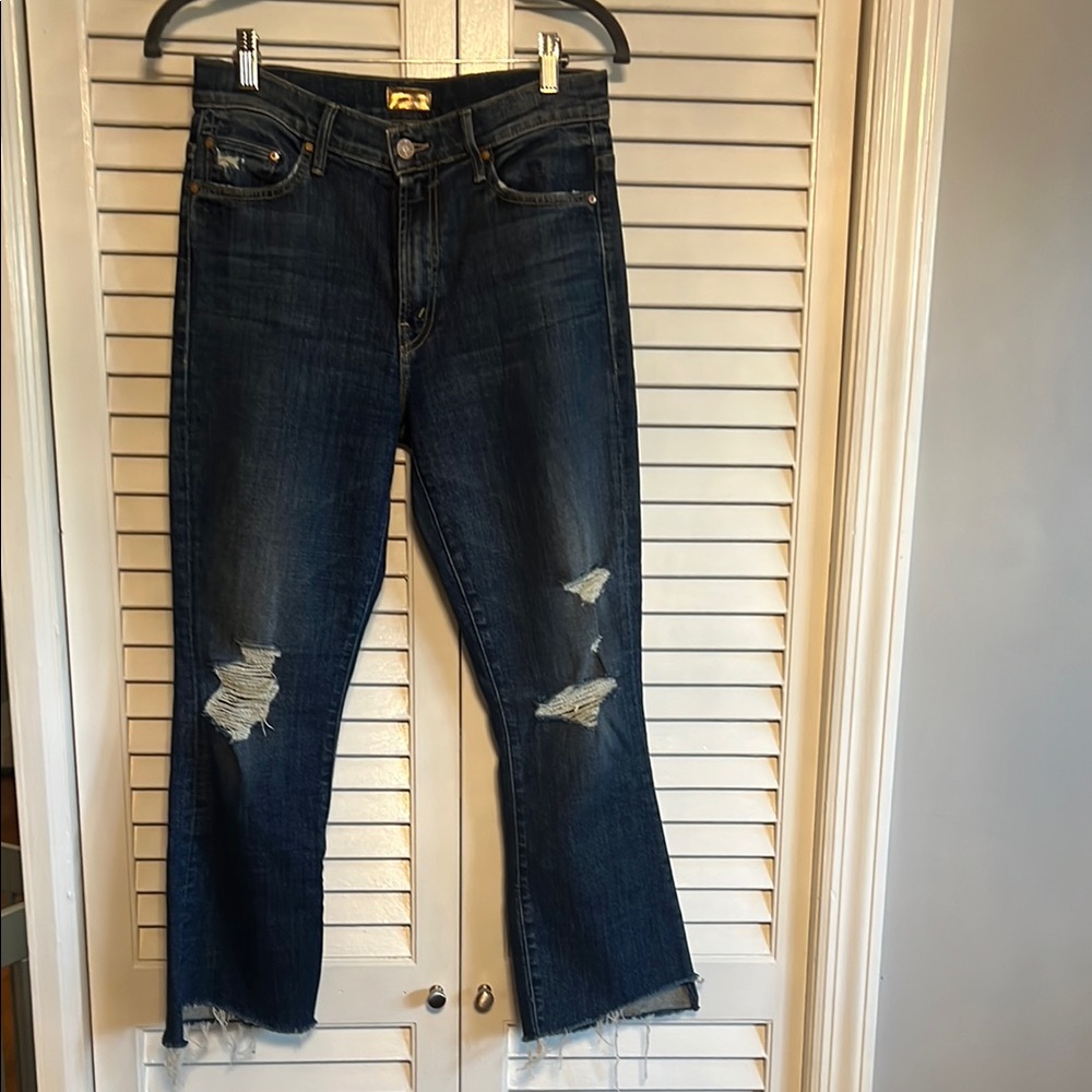 MOTHER Jeans insider crop step fray size 28 distressed wicked wildflower color